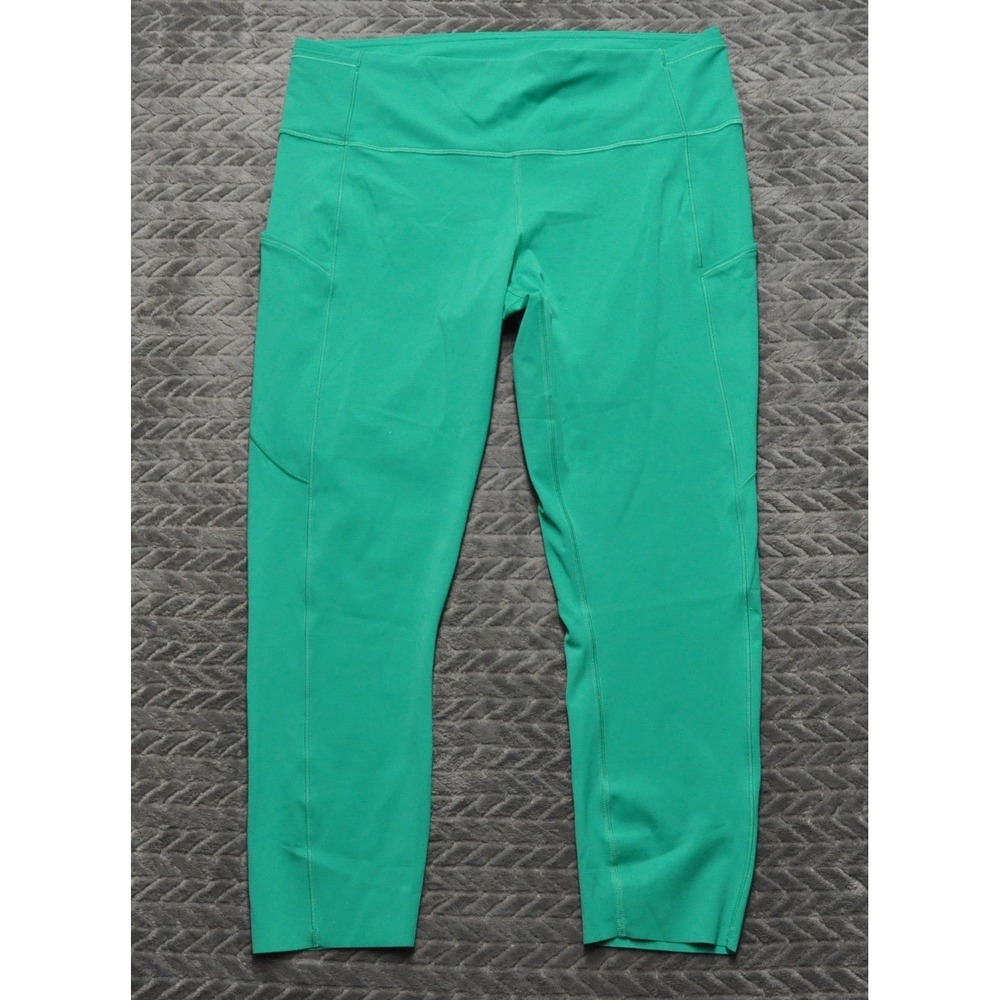 Lululemon Fast and Free Crop Size: 14 Green Excellent High Rise Pockets (1853)